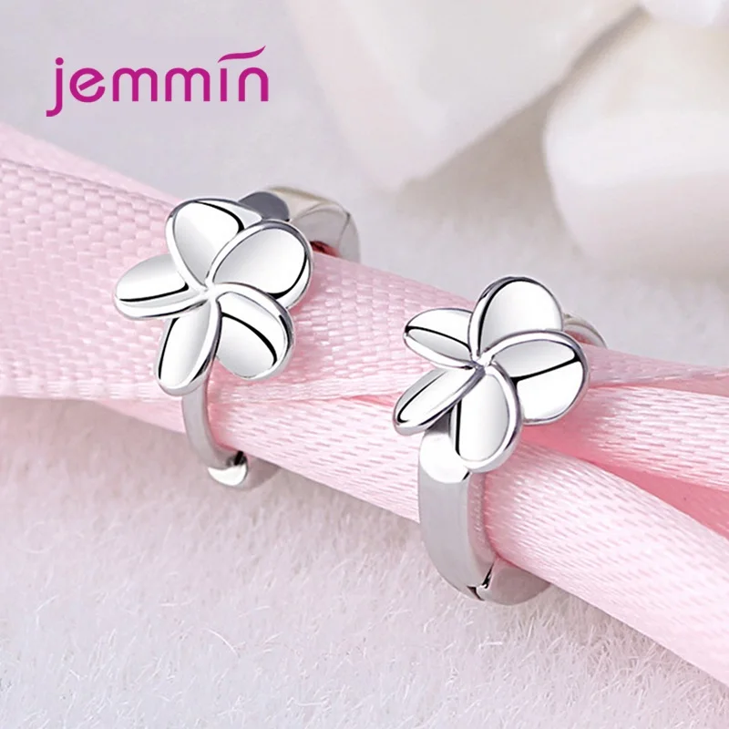 

Charm Simple Design Hoop Earrings For Women Flower Round Hoops Ear Fashion 925 Sterling Silver Fashion Jewelry Bijoux