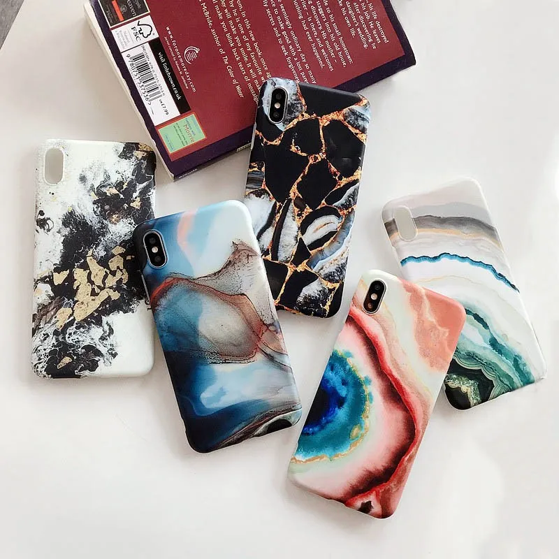 Для Iphone 7 8 Plus 6s винтажный мраморный чехол для телефона IPhone X XS 6 глянцевый мягкий