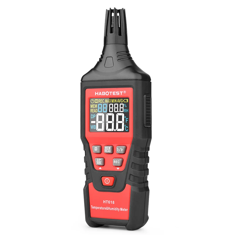 

Digital Temperature Humidity Meter Hygrometer Wet Bulb Dew Point Weather Station Thermometer Gauge Pyrometers Tester HABOTEST