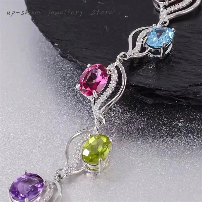 Новый браслет из натуральных драгоценных камней инкрустированный серебром 925