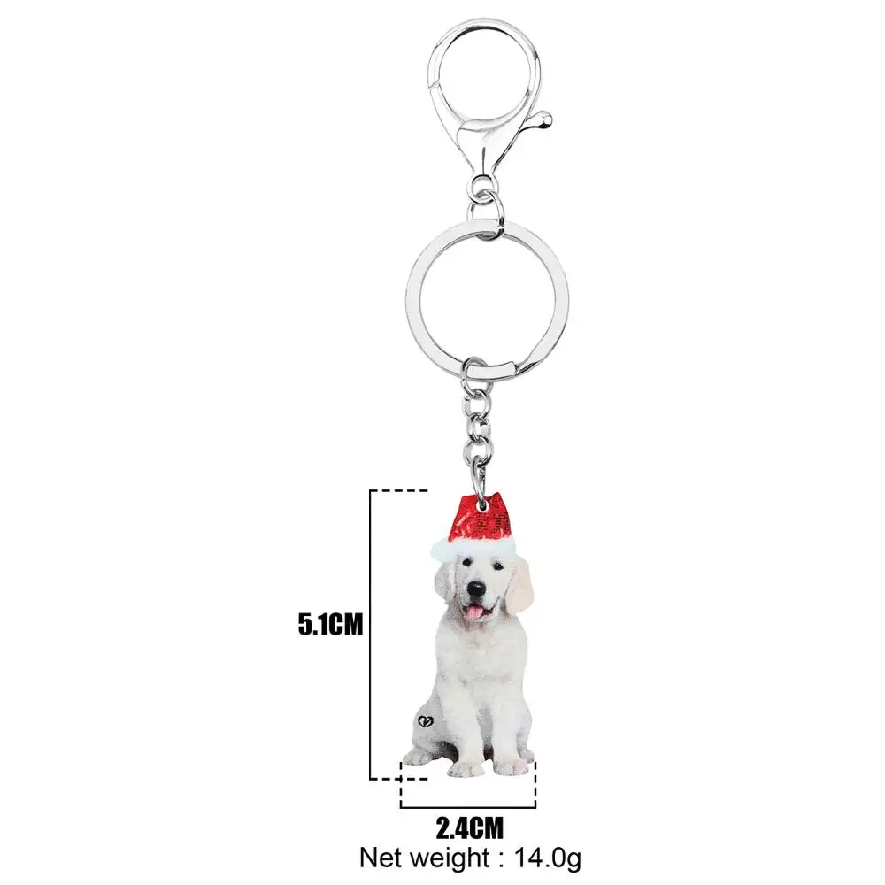 ARWA Acrylic Christmas Hat Sitting Labrador Dog Key chains Rings Bag Car Purse Decorations Keychains For Women Girls Gift | Украшения и