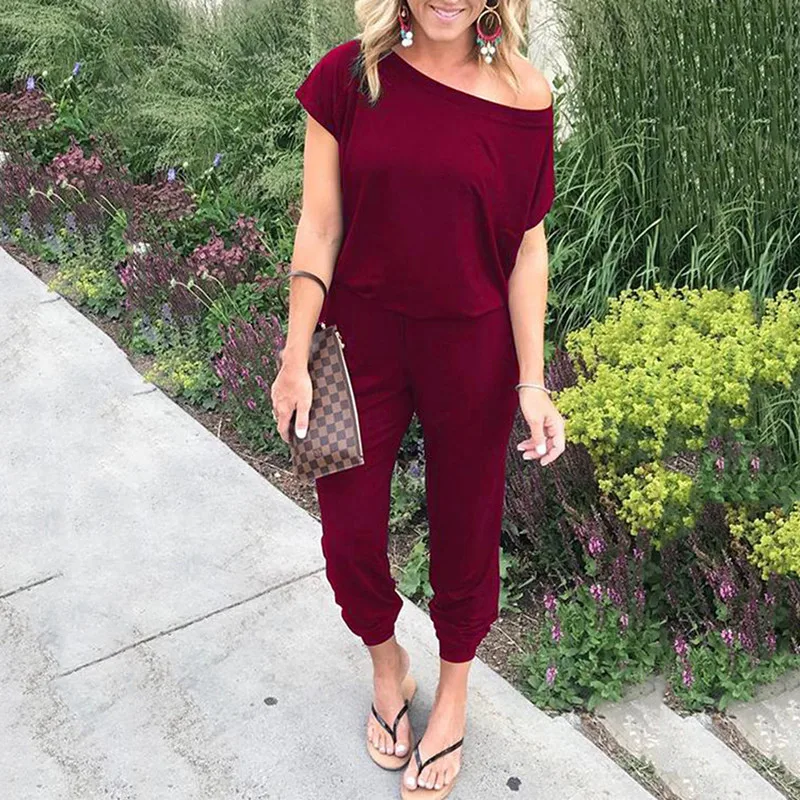 Женский комбинезон Wuhaobo с коротким рукавом открытыми плечами на лето 2019|Женские