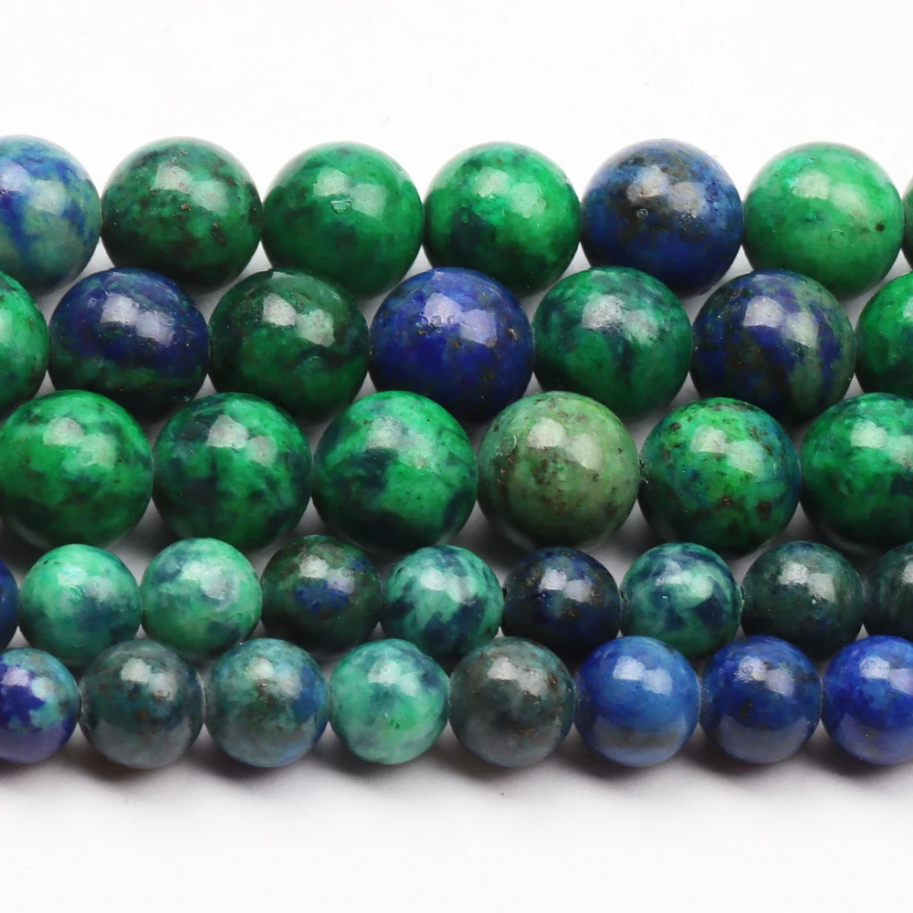 

Natural Gemstone Beads Smooth Beads For DIY Jewelry Making Bracelet Natural Phoenix Lapis Lazuli Chrysocolla Stone Beads