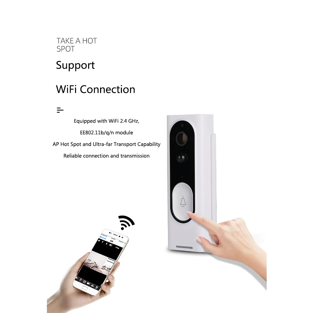M13 Security Remote Monitoring Alarm Smart Anti-theft Visible Easy Install ABS Wireless Doorbell Video WIFI Two-way Intercom |
