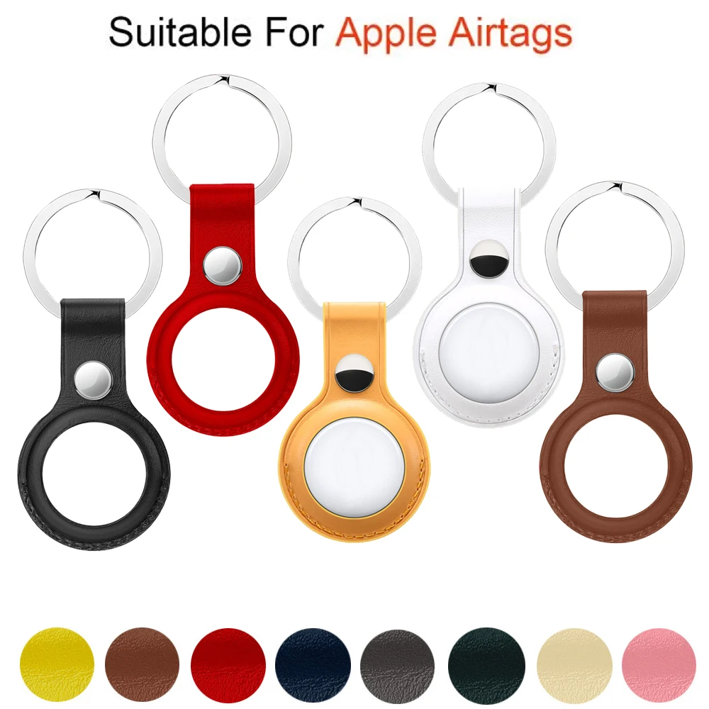 

For Apple Airtags Leather Case Keychain Protective Sleeve For Airtag Tracker Locator Device Anti-lost Case Smart Accessories