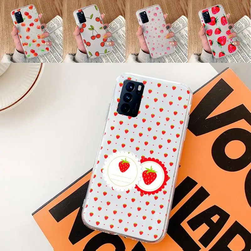 

Strawberry Cherry Phone Case Transparent For oppo A57 A93 A73 A59 A55 A72 A77 A79 A83 A91 A92 A11 F9 A53 A52 S