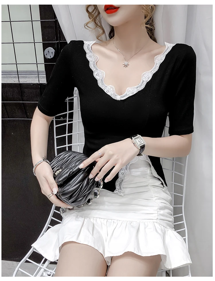 

J1491-2020 summer new Korean short bottoming shirt net red slim slimming solid color short-sleeved T-shirt female