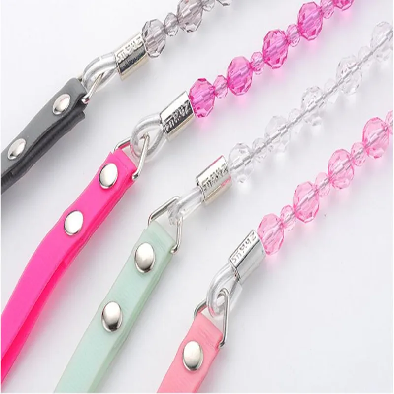 

Crystal Pearl Dog Leash Retriever Small Pet Supplies 140cm Basic Leashes Fashionable and Cute Solid Golden Teddy Bichon