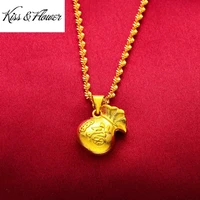 kissflower nk121 fine jewelry wholesale fashion woman girl birthday wedding gift exquisite fu bag 24kt gold pendant necklaces