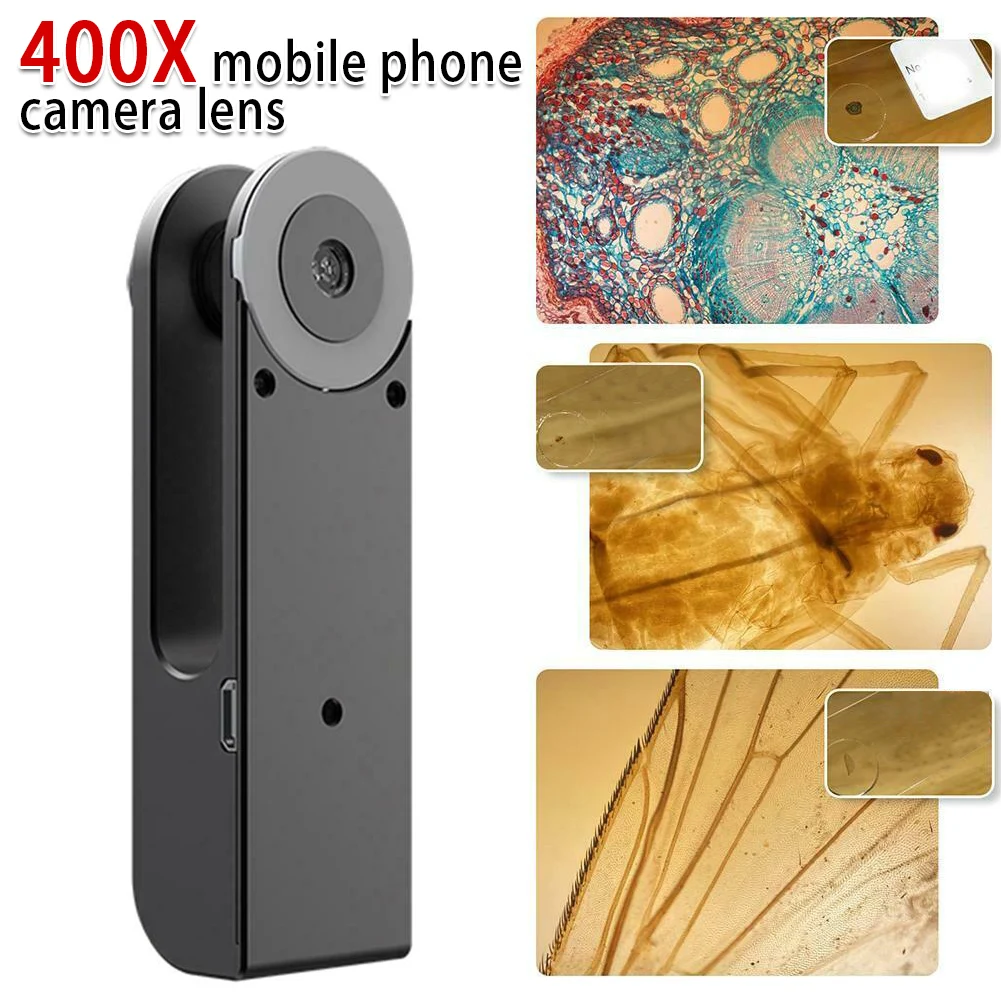 Microscopio HD con Zoom de 400X, lente de cámara con LED portátil para teléfono móvil, GK99