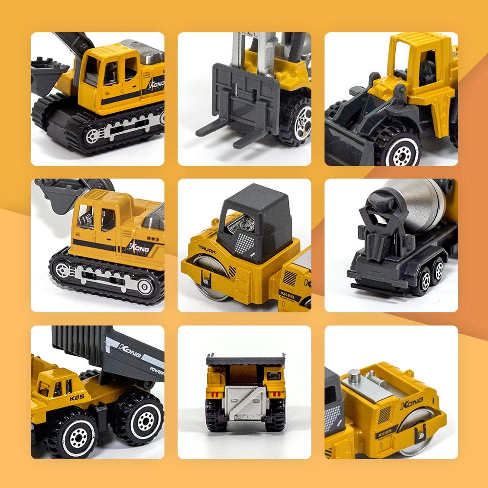 Мини-строительный грузовик из сплава игрушки 1: 64 изготовление литьем игрушечных транспортных средств экскаватор бульдозер погрузчик самосвал Модель для детей