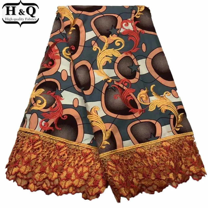 H& Q африканская восковая кружевная ткань высокого качества кружевная дизайнерская восковая печатная ткань со шнуром кружева 6 ярдов/шт нигерийское гипюровое восковое кружево