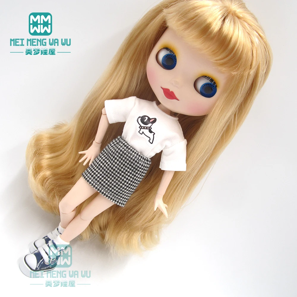 1 шт. модная одежда Blyth Doll футболки клетчатые юбки носки кроссовки для azone1/6