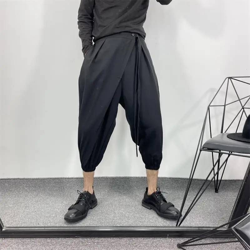 

Men's Harlan Pants Summer New Irregular Diagonal Front Harajuku High Street Casual Loose Oversized Quarter Pants
