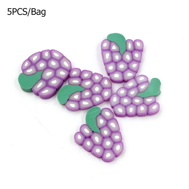 5PCS Grape Fimo кусочки фруктов мягкая керамика для слайма поставки DIY ногтей мобильный пушистые клейкие аксессуары для полимерной глины клей Декор Игрушки - Цвет: 5PCS Grape