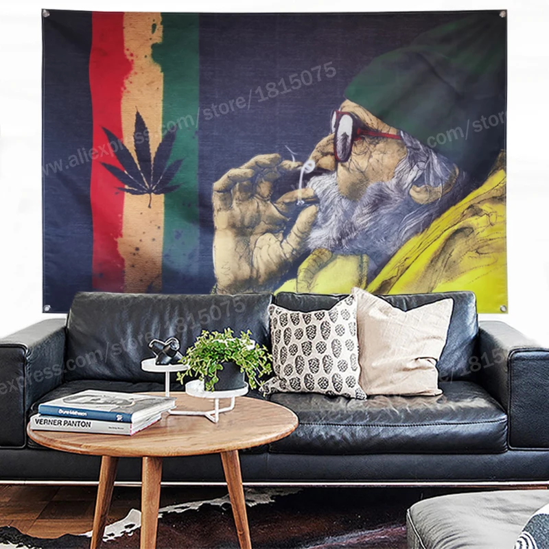 Флаг для курительных листьев баннер музыкальная рок-группа регги раста