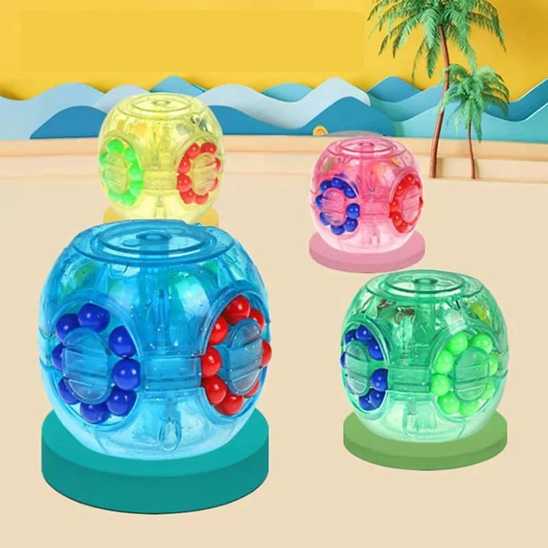 

Novelty Kids Bean Top Fingers Crystal Version Cube Spin Bean Cube Children's Finger Spinning Puzzle Toys Gift