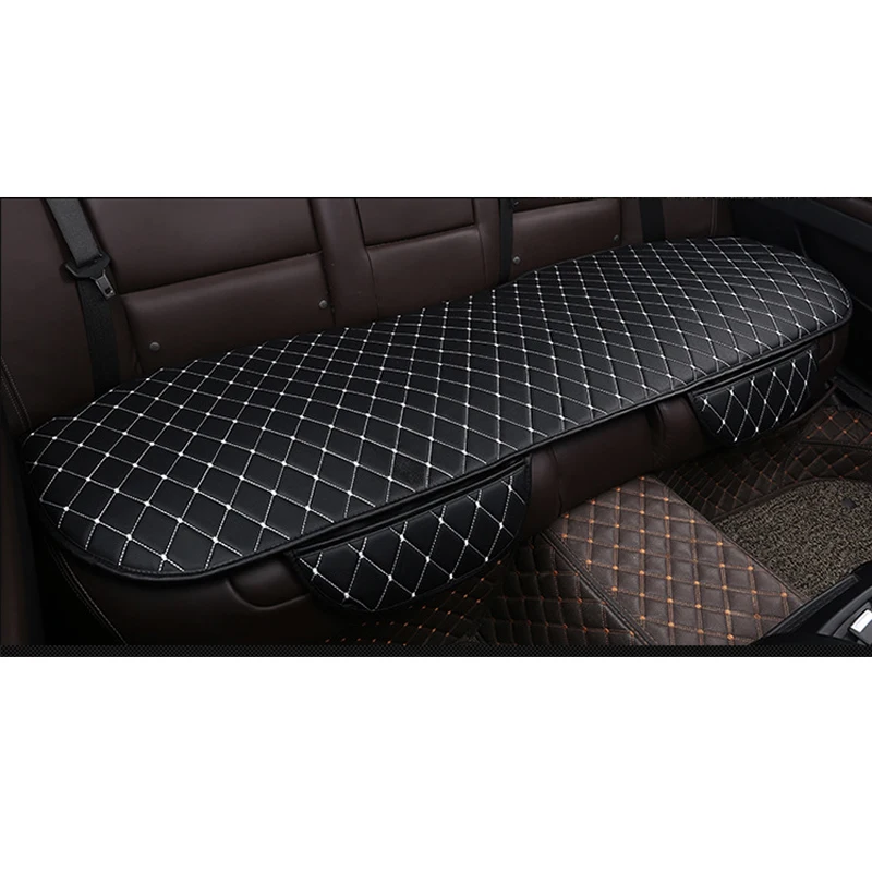 1PC Rear Black white Универсальный автомобильный чехол на переднее, заднее, заднее, боковое сиденье, подушка на сиденье, дышащий коврик из искусственной кожи, всесезонный - Название цвета: 1PC Rear Black white
