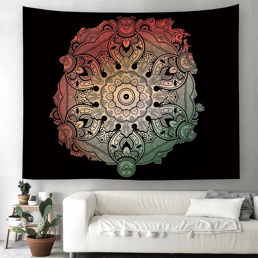 МАНДАЛА ГОБЕЛЕН для дома и общежития Декор гобелен настенный пистолет Волк Луна