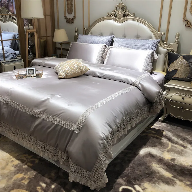 Роскошный набор детской одежды из хлопка 800TC серое шелковое постельное белье