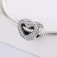 925 sterling silver zircon fits pandora bracelet snake chain pattern heart charm bracelet for diy making women jewelry