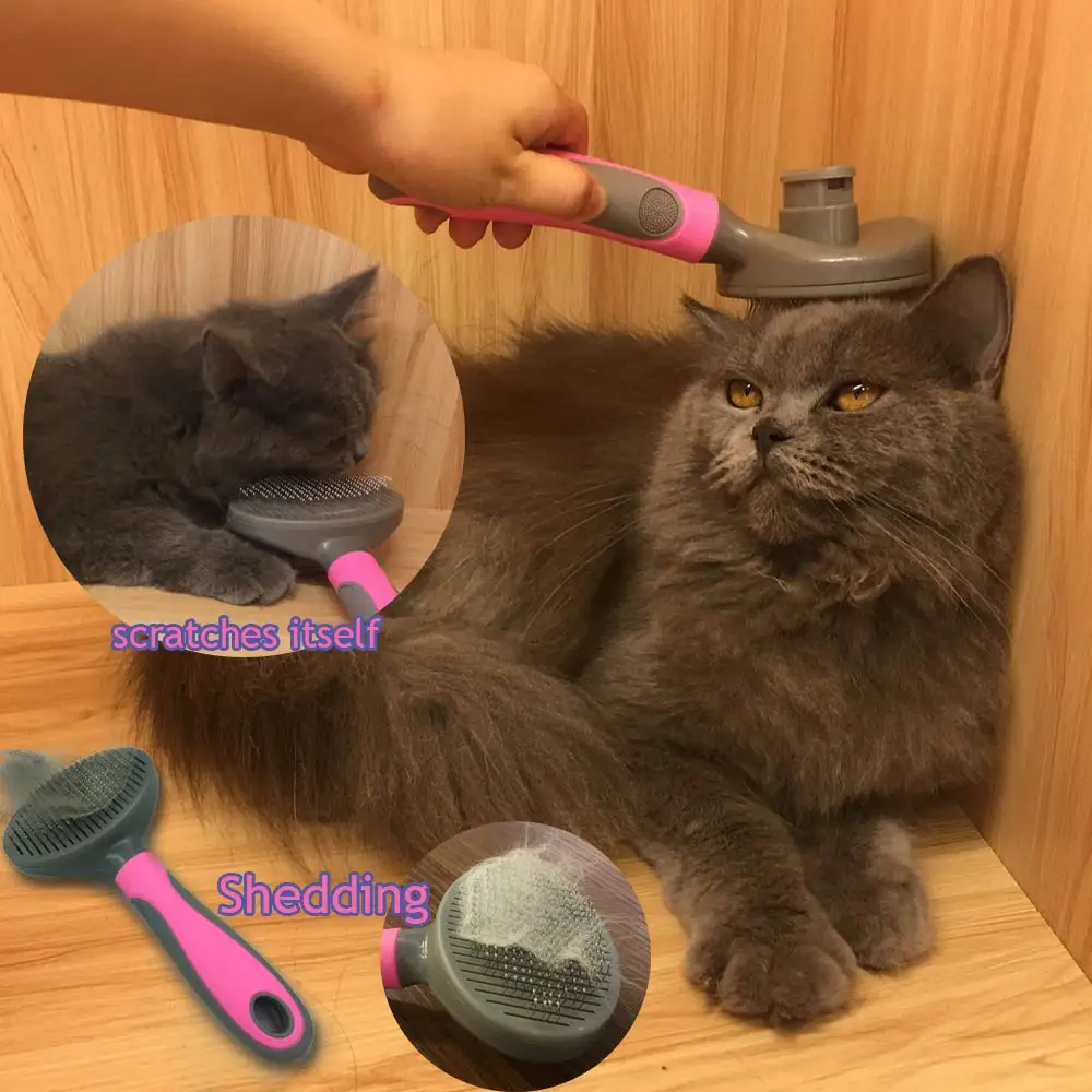 Pet Dog Comb Self Cleaning Brush Professional Grooming Rake For Dogs Cat Quick Clean Short Medium Hair Removal Tools | Дом и сад