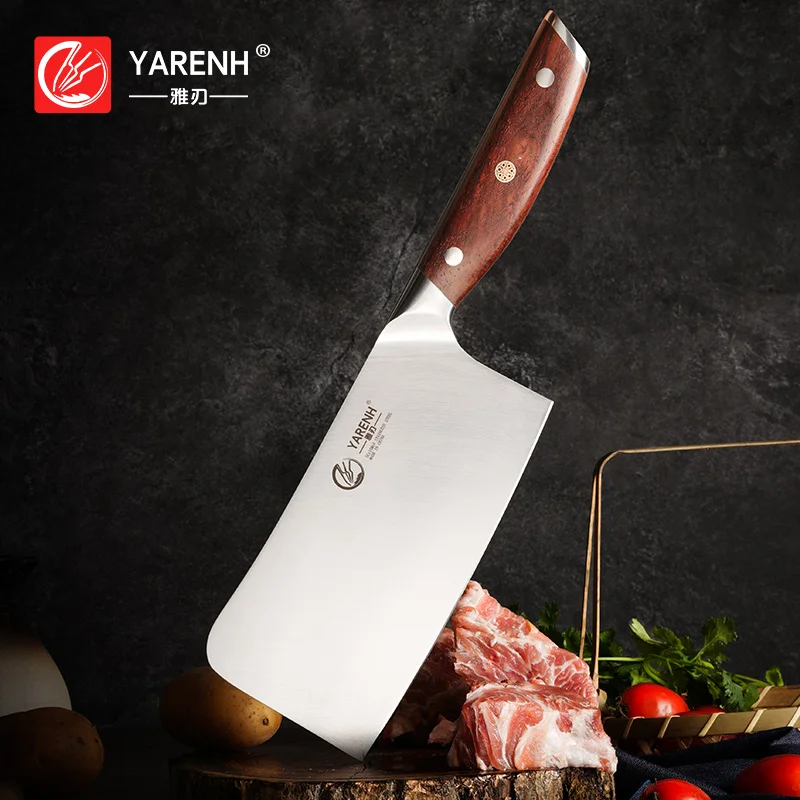 

YARENH 7 Inch Kitchen Knife Professional Bone Chopping Knife German Stainless Steel Slicing Meat Vegetables Cleaver Chef Knives