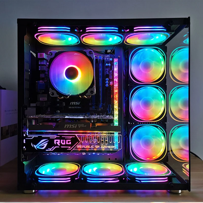 COOLMOON 120 мм настраиваемый чехол для компьютера RGB охлаждающий вентилятор тихий с