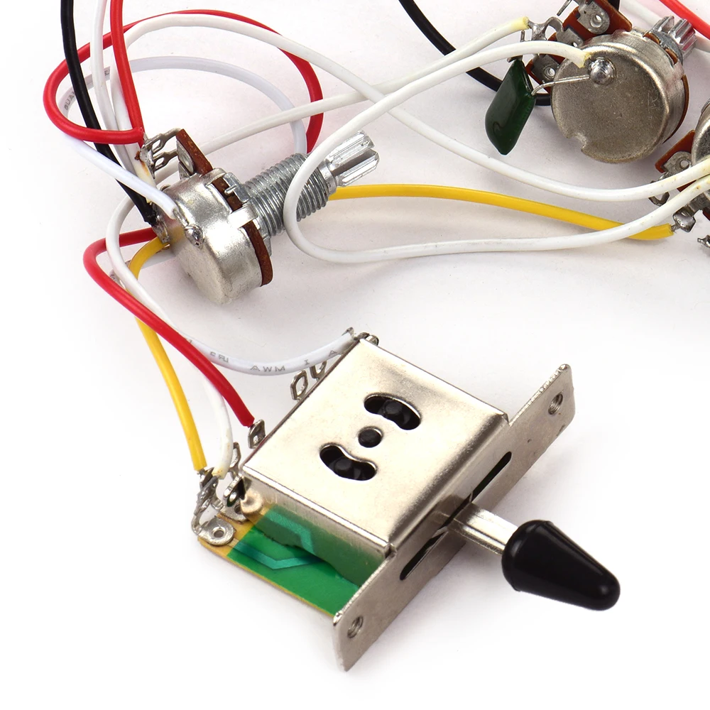 Электрогитары Жгут проводов комплект замены с 1 Том 2 тона Jack 500K 5 Way Тумблер для