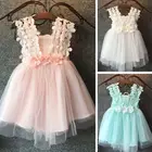 От 2 до 7 лет платье для маленьких девочек однотонное зеленое, белое, розовое платье-пачка для девочек платье принцессы для свадебной вечеринки