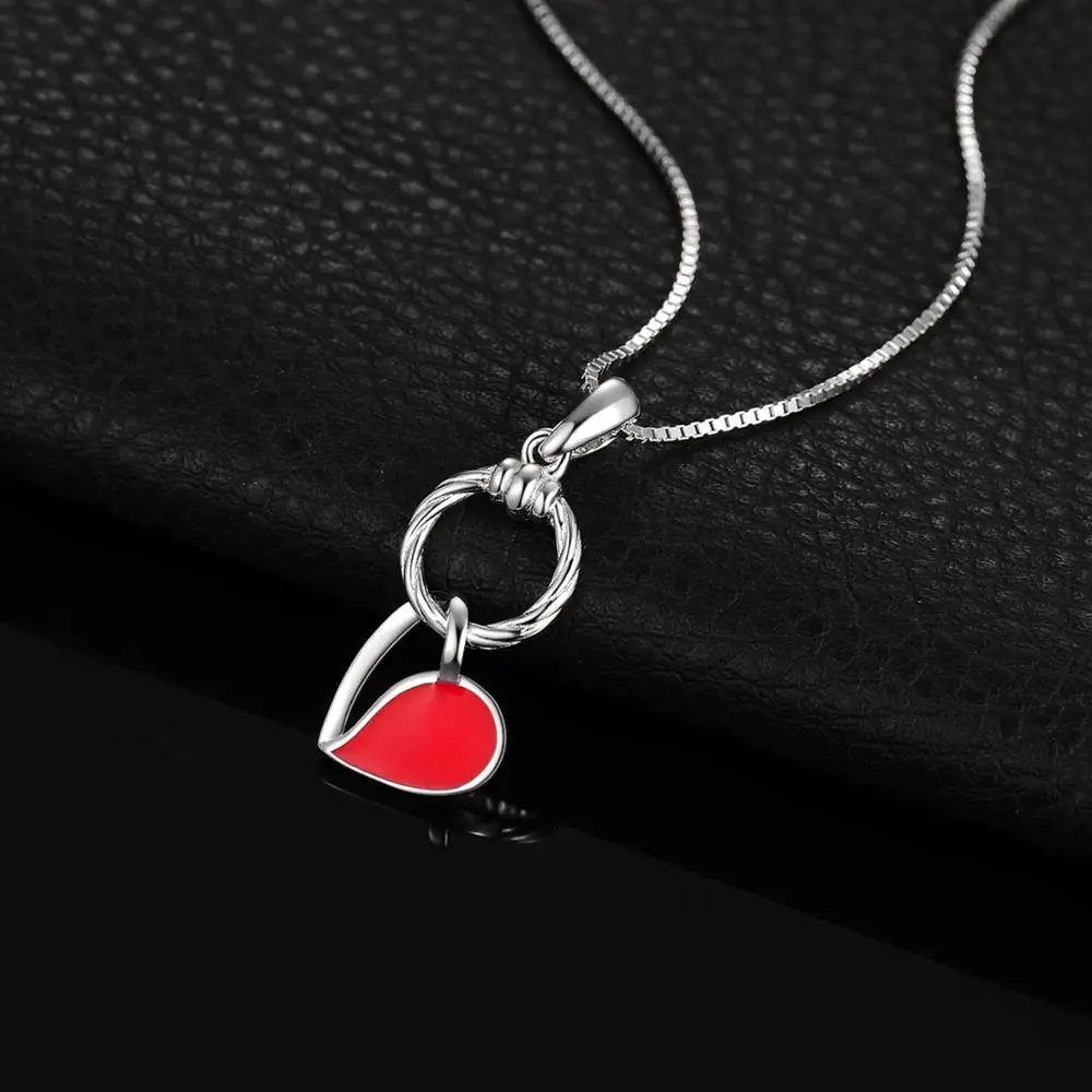 JewelryPalace, 925 пробы, серебряная, Красная эмаль, полое сердце, болтается, круг, подвеска, цепь не входит в комплект