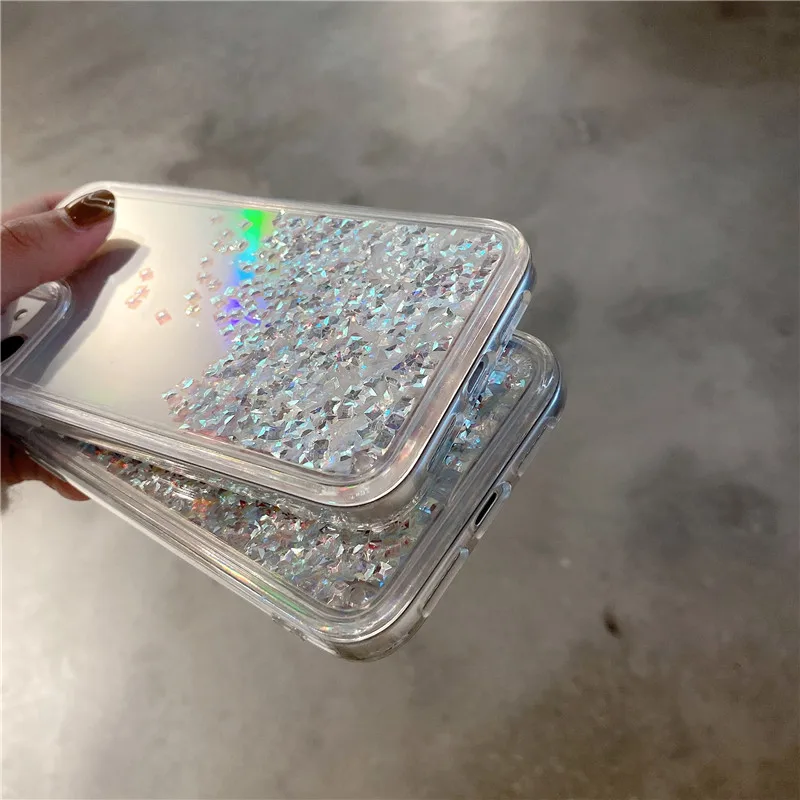 Чехол для Телефона iphone 12 11 pro max 12mini XS MAX X XR 7 8 6S 6 Plus SE2 блестящий прозрачный чехол с