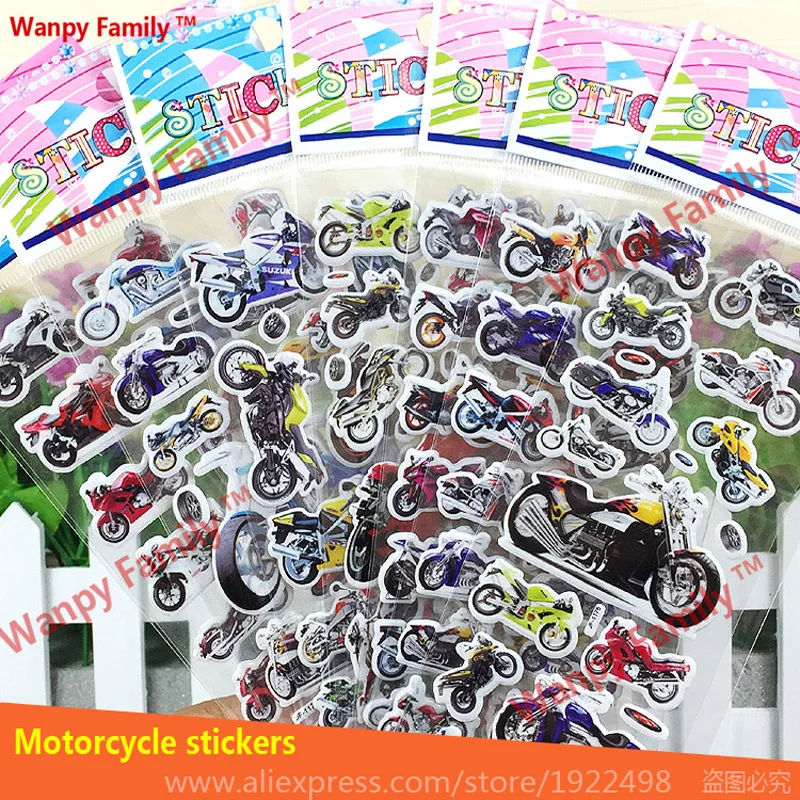 10 шт./лот 3d Мультяшные мотоциклетные наклейки на стену гоночные детские комнаты