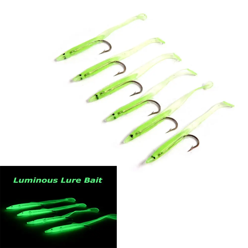 

10pcs Durable Portable Luminous Swim Lead Jig Head Fish Eel Lure Artificial Soft Bait Worm Barbed Hook