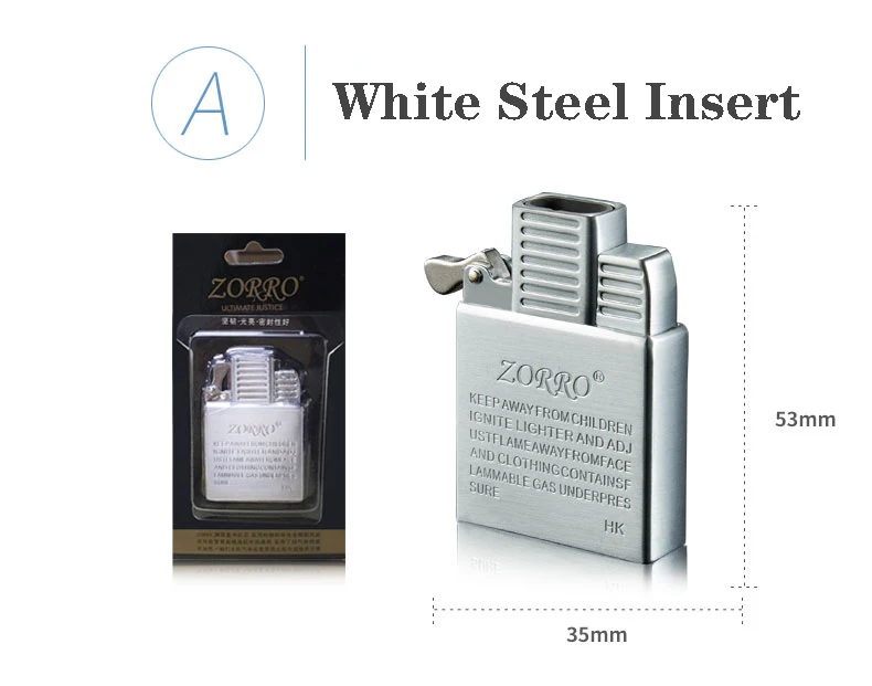 Оригинальный керосиновая Зажигалка Зорро вставка нержавеющая сталь внутренние