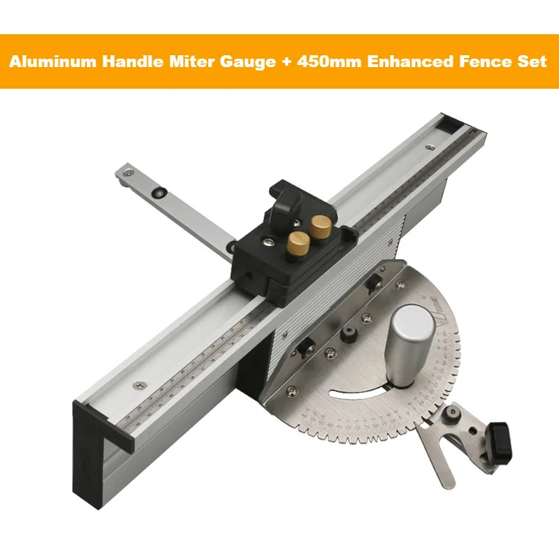 Woodworking Enhanced Fence Miter Gauge Set Table Saw Router Angle Guide 450mm Alu Mortise Tenon and Flip Stopper | Инструменты