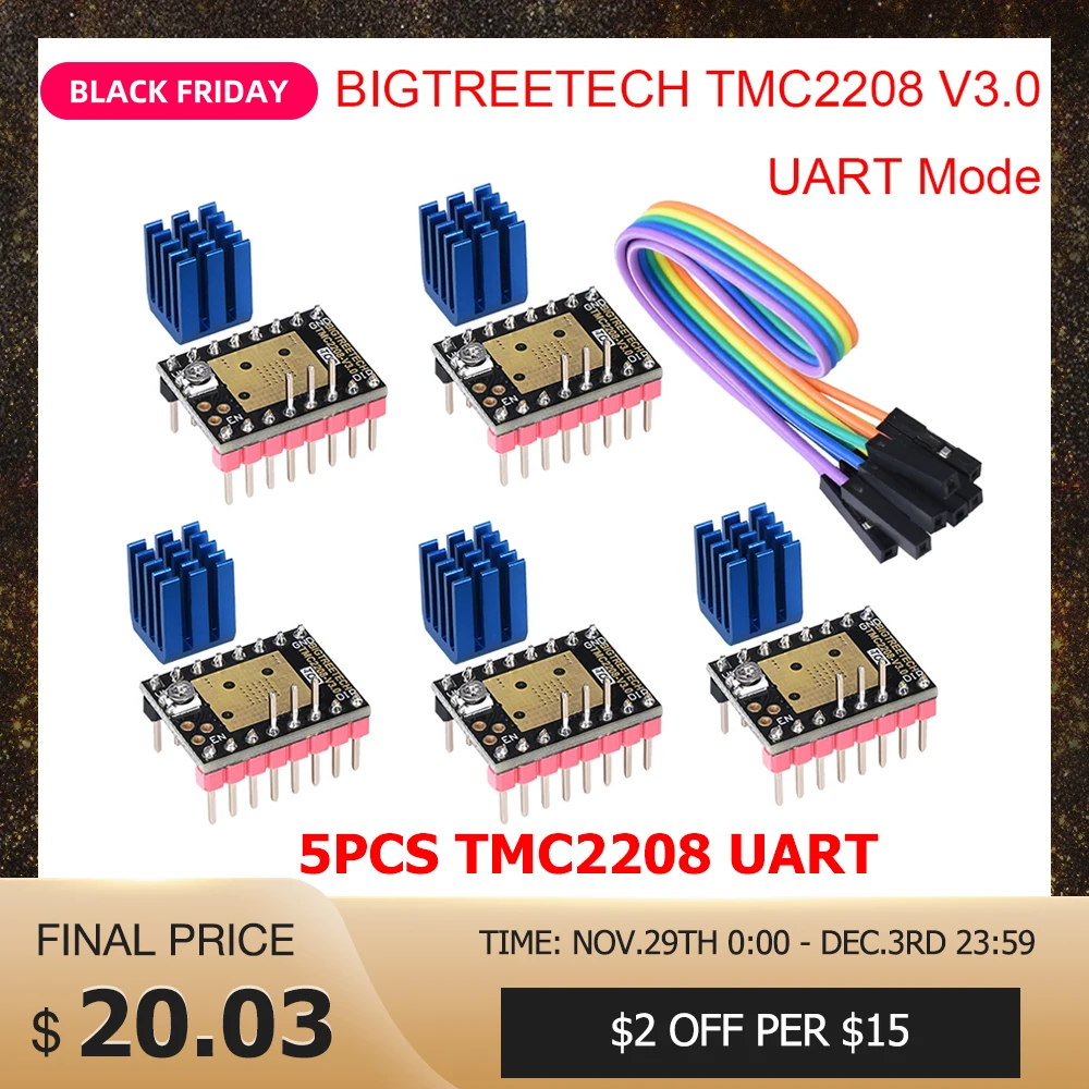 BIGTREETECH TMC2208 V3.0 Драйвер шагового двигателя UART VS TMC2209 TMC2130 для SKR V1.3 плата управления Ramps 1,4 MKS части 3d принтера