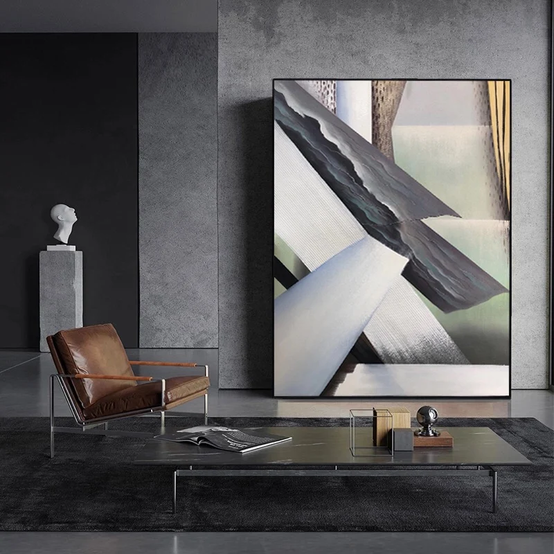 

100% Hand Painted Oil Painting on Canvas Artwork Modern Living Room Decoration Grey Abstract Wall Hanging Art Home Decor No Fram