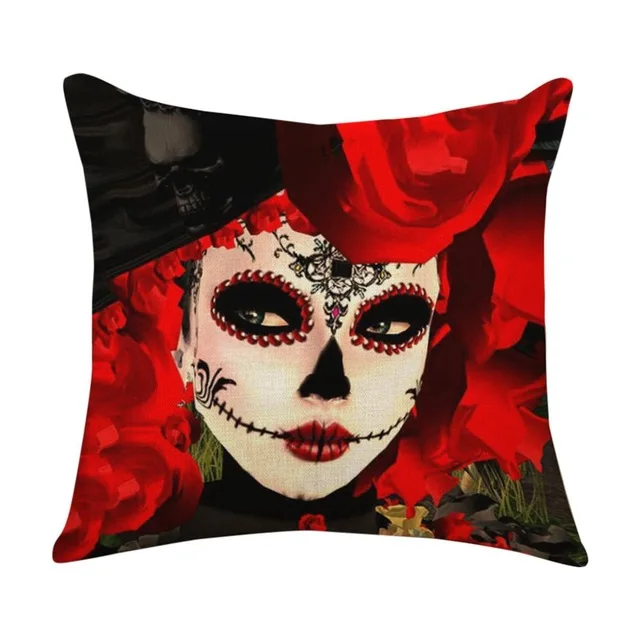 

2020 Halloween Beauty Skull Series Linen Pillow Car Cushion Cover Home Bedroom Hotel Decoration Wedding Personality Gift 45x45cm