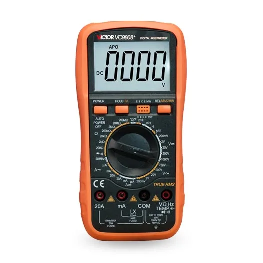 VICTOR VC9806+ VC9808+ 3 1/2 True RMS цифровой мультиметр 1000 в 20A DC вольтметр-Амперметр AC индуктивность частота тестер метр - Цвет: VC9808