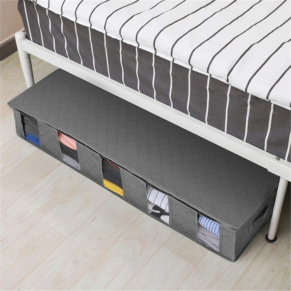 

Under Bed Clothes Item Storage Dustproof Storage Bag Container Clothes Organizer Foldable 5 Sections And Visible Clear Window