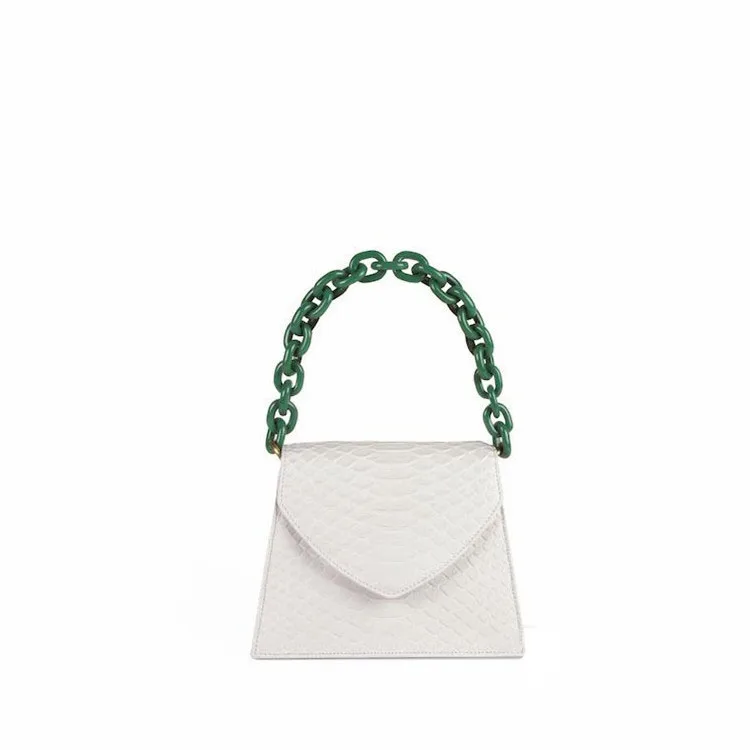 

Crocodile Pattern Flap Crossbody Bag Acrylic Chain Small Square Handbag Women Solid Wild Chest Bag Luxury PU Messenger Bag