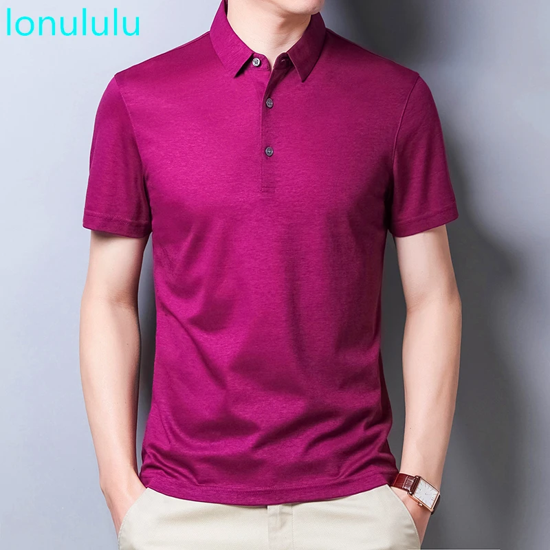 Рубашка-поло мужская с коротким рукавом короткий рукав шелк тутового шелкопряда