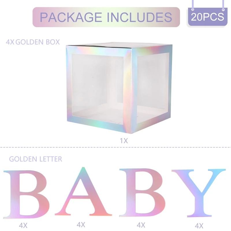 Laser baby box Золотая коробка, прозрачная, с именем, возраст, коробка для девочек и мальчиков, для детского душа, украшения для ребенка 1, 1, 1, 1, для дня рождения, Декор, подарок, принадлежности для детского душа - Цвет: Laser baby box