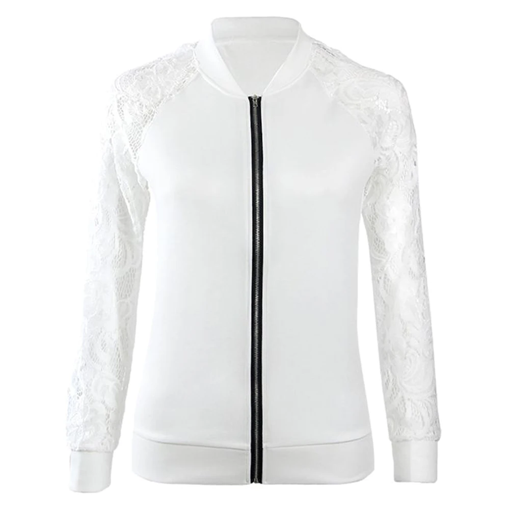 Модное женское резное кружевное лоскутное пальто с длинным рукавом однотонная