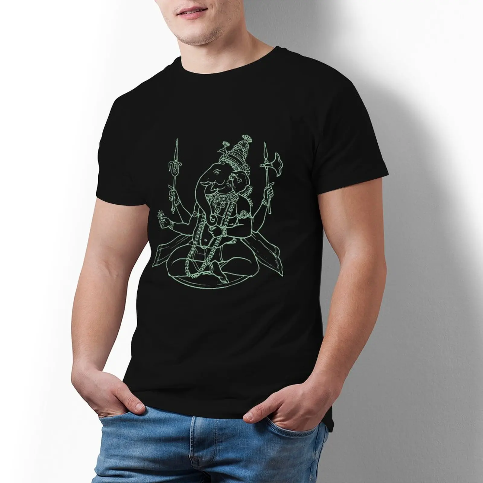 

Lord Ganesha Tshirt Fashion Cotton Short Sleeves T Shirt Print Summer Tee Shirt Male Oversized
