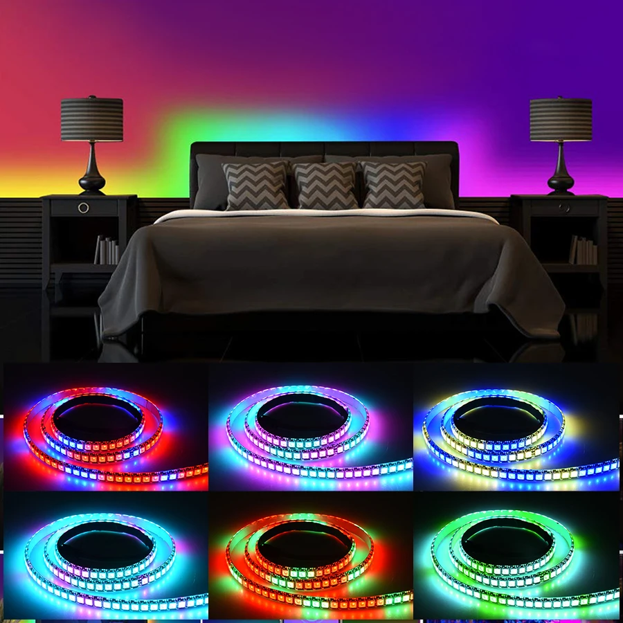 

WS2812 LED Pixel Strip Light DC5V 1m-5m Flexible Light Built-in 2812 IC Individually Addressable RGB LED Strip Tape Ribbon Lamp