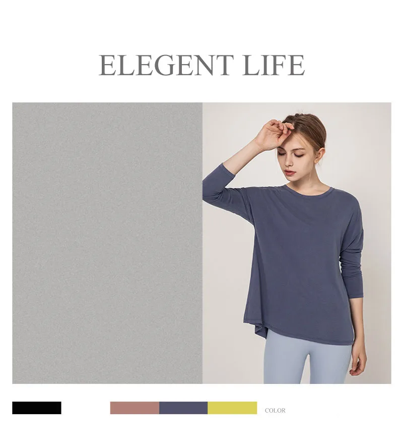 Long Sleeve Women Yoga Tops Open Back Running Clothes Pilates Loose Workout Sportswear Quick Dry Dance Shirts for Gym Fitness