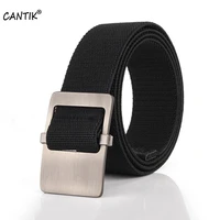 cantik unisex design quality knitted elastic woven nylon belt block sliver buckle jeans accessories for men 3 8cm width cbca134