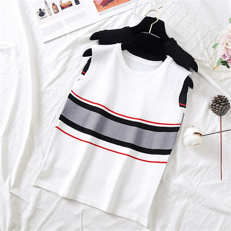 Женский топ без рукавов GLAUKE Свободный укороченный на бретелях с круглым вырезом